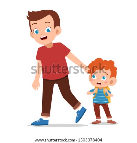 kids with parent on first day school