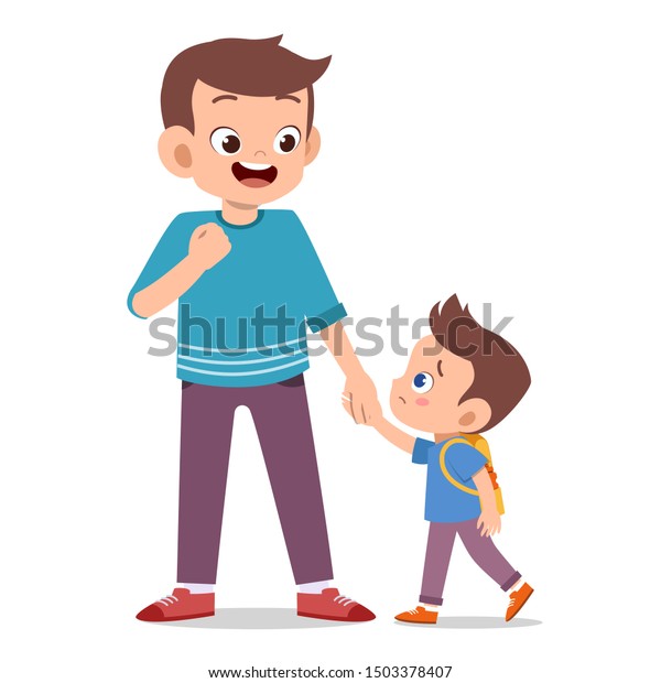 Kids Parent On First Day School Stock Vector Royalty Free