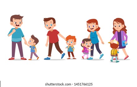 kids with parent vector set bundle