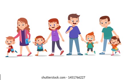 kids with parent vector set bundle