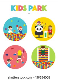kids park vector illustration in circle