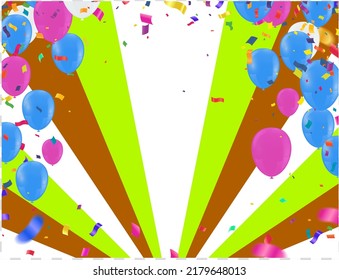 Kids party with balloons blue and pink on background