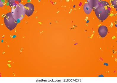 Kids party with balloons dark pink on background