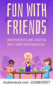 KIds party card or banner design with children playing with slime, flat cartoon vector illustration. Preparing and playing with slime toys concept for banner or poster.