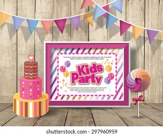   Kids Party design template.  Happy birthday 