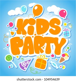 Kids Party Design Template, Invitation Card Vector Illustration