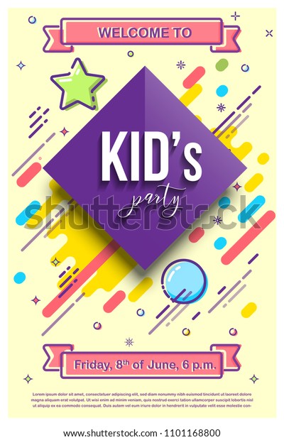 Kids Party Design Template Vector Illustration Stock Vector (royalty 