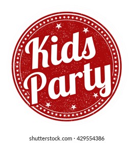 Kids party grunge rubber stamp on white background, vector illustration