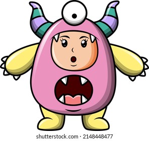 Kids party. Halloween costume. Childrens Masquerade. Colorful cartoon characters. Funny vector illustration. Isolated on white background.