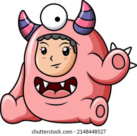 Kids party. Halloween costume. Childrens Masquerade. Colorful cartoon characters. Funny vector illustration. Isolated on white background.