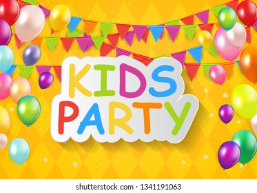 Kids Party Holiday Background with Balloons. Vector Illustration EPS10