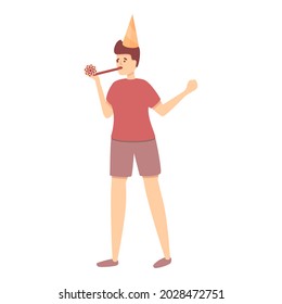 Kids party icon cartoon vector. Birthday boy. Happy fun child