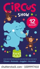 Kids party invitation card with circus theme. Vector design