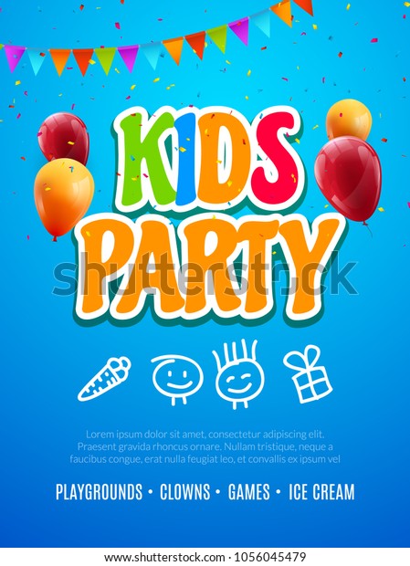 Kids Party Invitation Design Template Child Stock Vector (Royalty Free ...