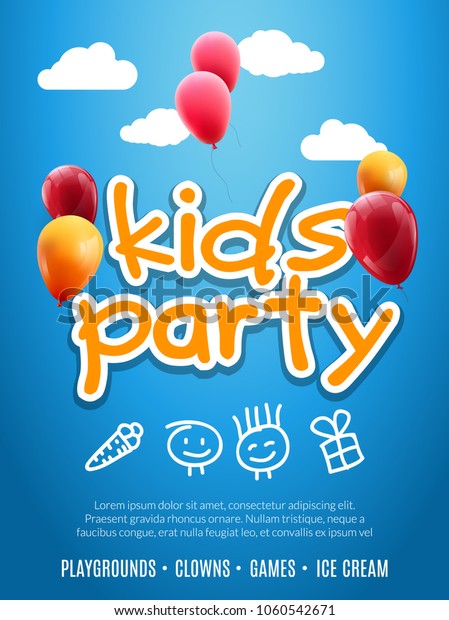 Kids Party Invitation Design Template Child Stock Vector (Royalty Free ...