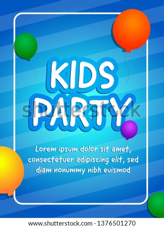 Kids Party Layout Card. Vector