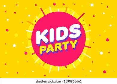 Kids Party Letter Sign Poster Vector Illustration In Yellow Sun Background