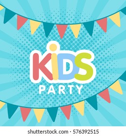 Kids Party Letter Sign Poster Vector Illustration
