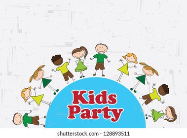 Kids party over white background vector illustration