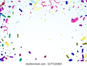 Kids party with ribbon variety of colors on background