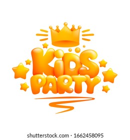 Kids Party-Titeldesign-Vorlage im 3D-Cartoon-Stil. Vektorillustration