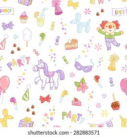 Kids party vector seamless pattern