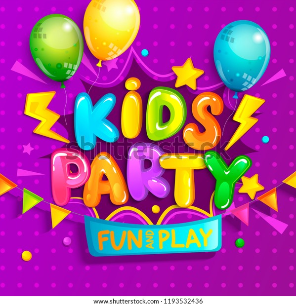 Kids Party Welcome Banner Cartoon Style Stock Vector Royalty Free