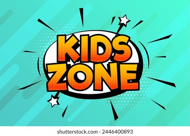 Anuncio de la zona de fiesta de los niños en el Vector del estilo cómico