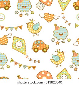 Kids pattern in cartoon style. Seamless pattern can be used for wallpaper, pattern fills, web page background, surface textures.