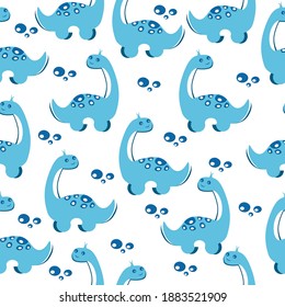 Kids pattern cute animal dinosaur on white background