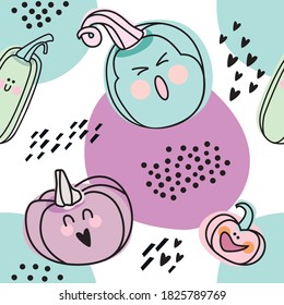 Kids pattern cute pumpkins for halloween vector graphics