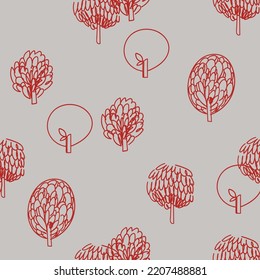 Kids pattern with hand drawn forest trees. Seamless pattern for fabric, paper, wrapping, clothing, textile, wallpaper. Vector illustration