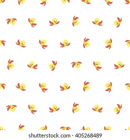 kids pattern with orange birds on a white background