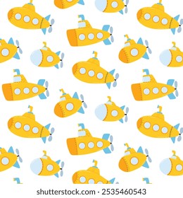 KIds pattern with a submarine. Simple seamless pattern with a submarine.