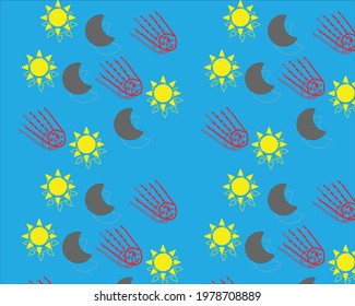 Kids Pattern Sun Moon Meteor