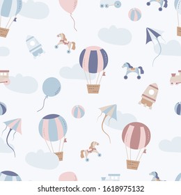 Kids patterns, cute toys, seamless pattern for nursery