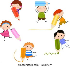 Kids Pencil Stock Vector (Royalty Free) 83687374 | Shutterstock