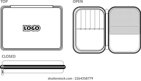 Kids pencil box drawing illustration. books coloring. mockup, multipurpose