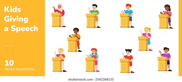 Rendimiento de los niños dando un discurso