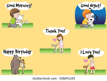 kids with pets set