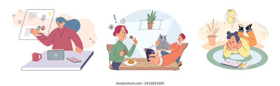 Kids with phone. Vector illustration. The integration technology into education enables kids to study anytime, anywhere Smartphones have revolutionized way kids study and access educational materials