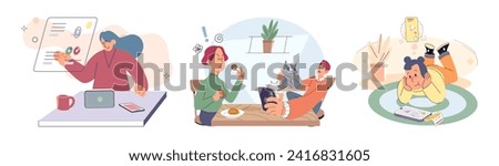 Kids with phone. Vector illustration. The integration technology into education enables kids to study anytime, anywhere Smartphones have revolutionized way kids study and access educational materials