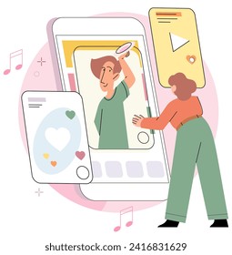 Kids with phone. Vector illustration. The use electronic devices in education enhances kids engagement and learning outcomes Kids communication skills are evolving in digital era The digital landscape