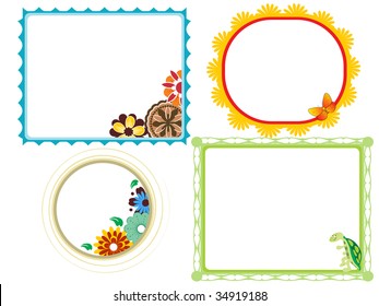 kids photo frame with colorful blossom