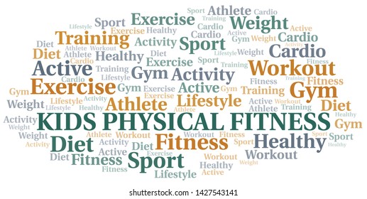 Kids Physical Fitness word cloud. Wordcloud made with text only.