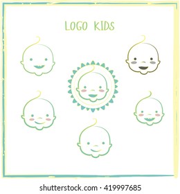 Kids Place Vector Logo Template. baby face logo