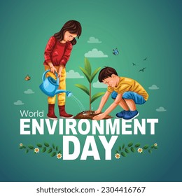 Kids Planting, Creative design world environment and earth day drawing and painting concept. abstract vector illustration design