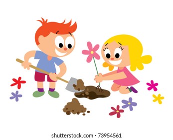 Kids Planting Flower Stock Vector Royalty Free 73954561 Shutterstock Kids Planting Flower Stock Vector Royalty Free 73954561 Shutterstock