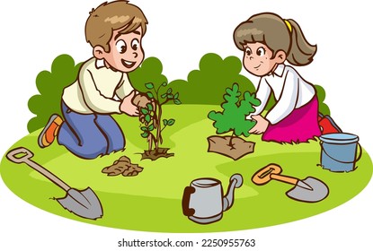 vector de dibujos animados de plantas para niños