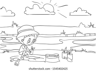 Kids Planting Trees Can Help Save The Planet (Coloring Book for Kids)